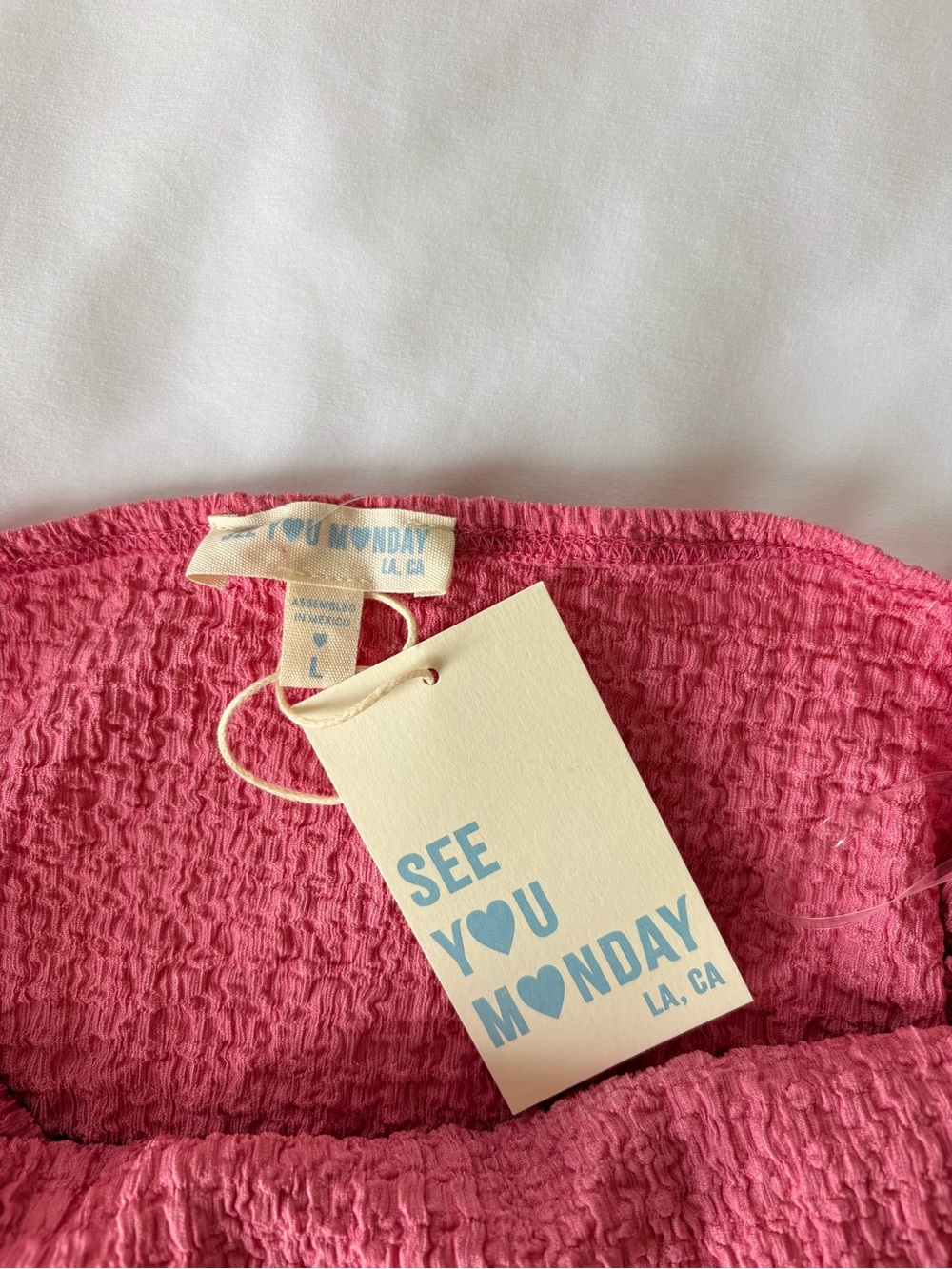 NWT Pink Ruched Side Drawstring Top - Picture 2 of 2